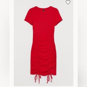 HM Divided drawstring red dress